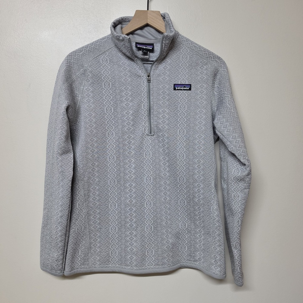 Patagonia Womens MED Better Sweater Jacket Zip Frozen Jaquard Salt Grey Gorpcore